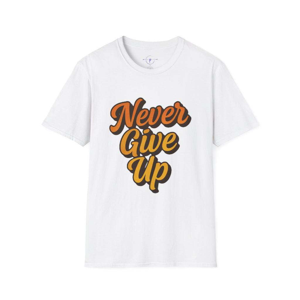Inspirational Unisex Softstyle T-Shirt | Never Give Up Tee, Motivational Shirt, Gift for Him/Her, Casual Wear, Positive Vibes