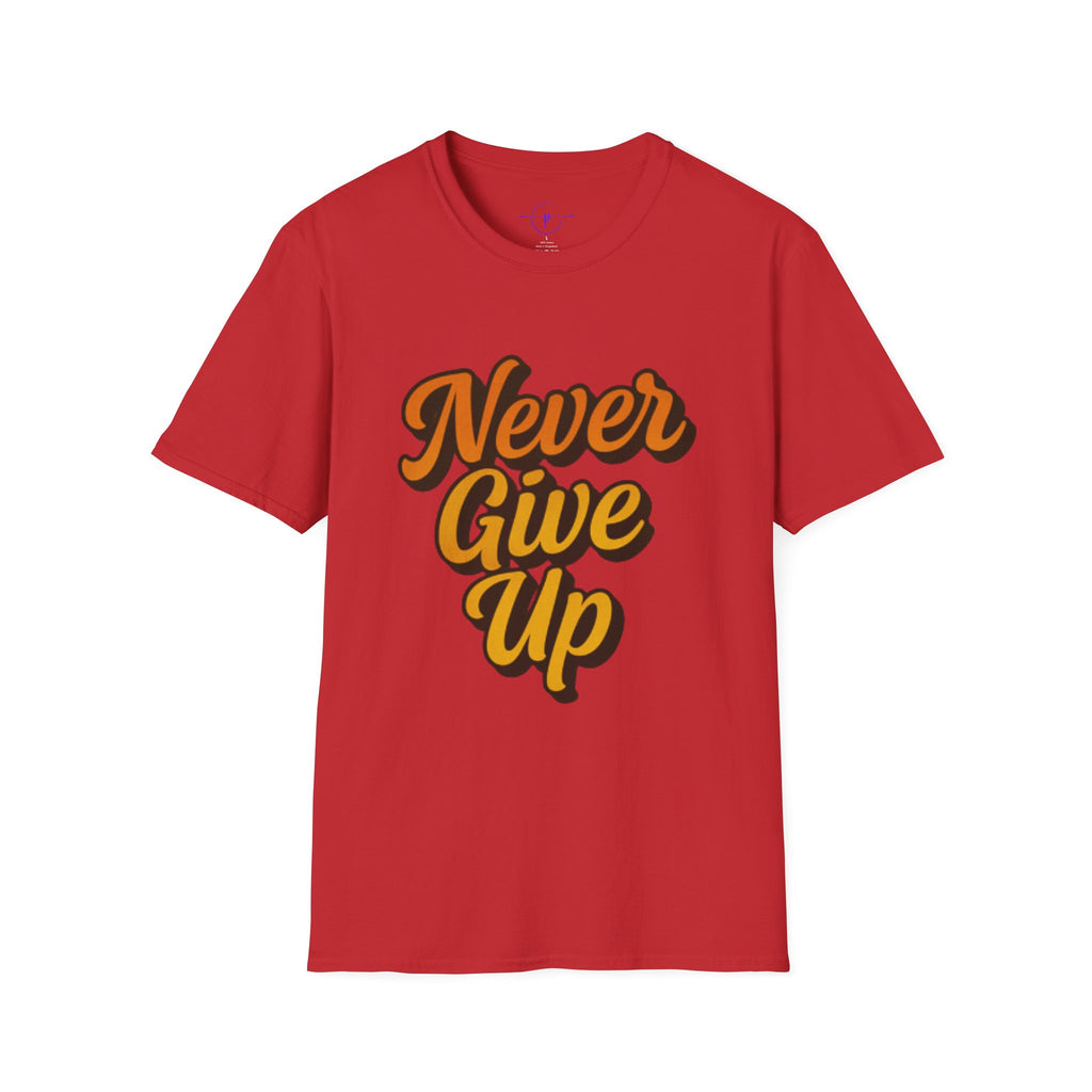 Inspirational Unisex Softstyle T-Shirt | Never Give Up Tee, Motivational Shirt, Gift for Him/Her, Casual Wear, Positive Vibes